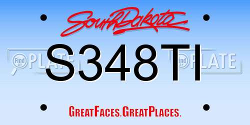 S348TI South Dakota License Plate