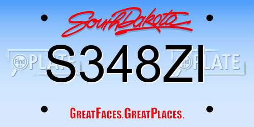 S348ZI South Dakota License Plate