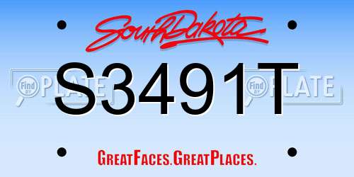 S3491T South Dakota License Plate