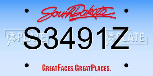 S3491Z South Dakota License Plate