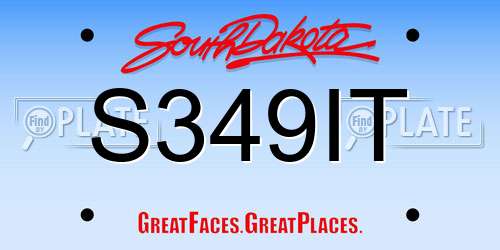 S349IT South Dakota License Plate