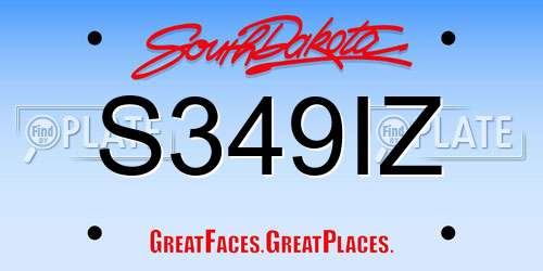 S349IZ South Dakota License Plate