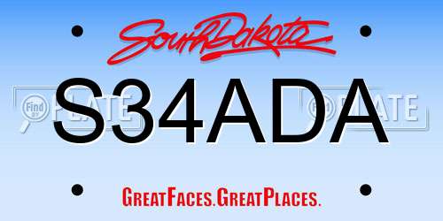 S34ADA South Dakota License Plate