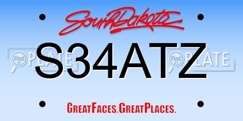 S34ATZ South Dakota License Plate