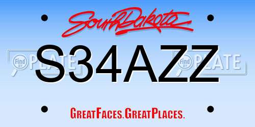 S34AZZ South Dakota License Plate