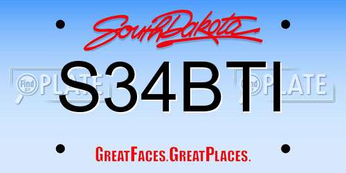 S34BTI South Dakota License Plate