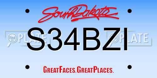 S34BZI South Dakota License Plate