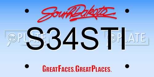 S34STI South Dakota License Plate