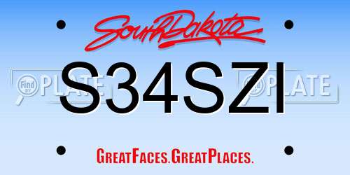 S34SZI South Dakota License Plate