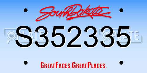 S352335 South Dakota License Plate