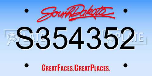 S354352 South Dakota License Plate
