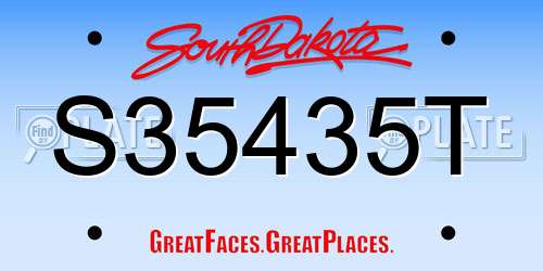 S35435T South Dakota License Plate