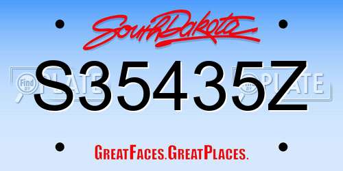 S35435Z South Dakota License Plate