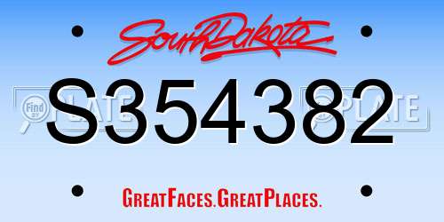 S354382 South Dakota License Plate