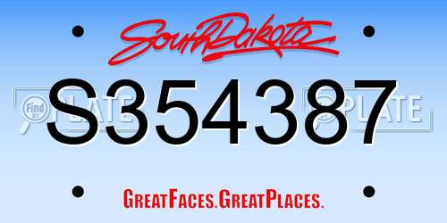 S354387 South Dakota License Plate