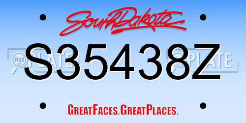 S35438Z South Dakota License Plate