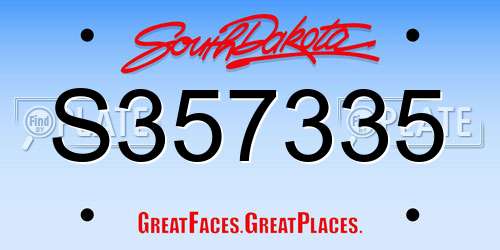 S357335 South Dakota License Plate