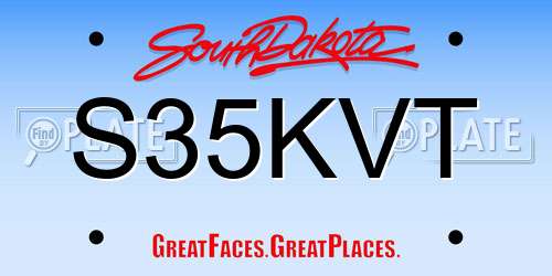 S35KVT South Dakota License Plate