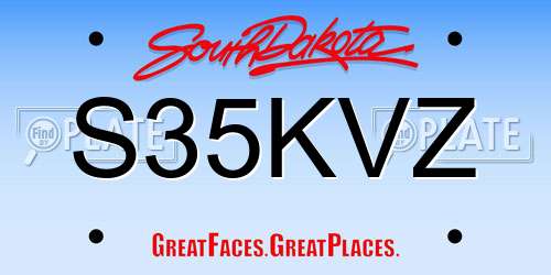 S35KVZ South Dakota License Plate