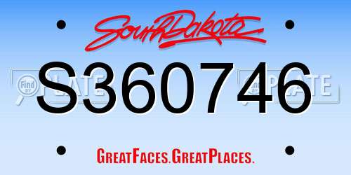 S360746 South Dakota License Plate