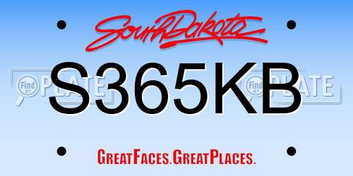 S365KB South Dakota License Plate