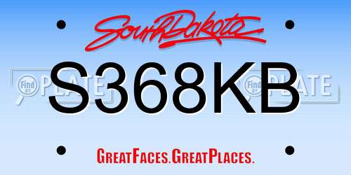 S368KB South Dakota License Plate