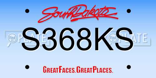 S368KS South Dakota License Plate