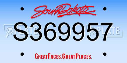 S369957 South Dakota License Plate