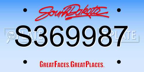 S369987 South Dakota License Plate