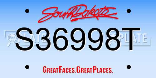 S36998T South Dakota License Plate