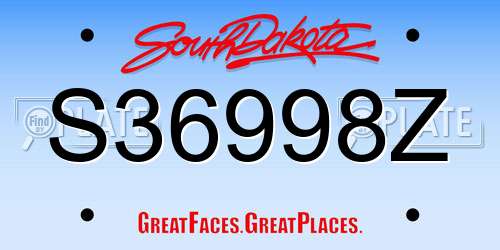S36998Z South Dakota License Plate