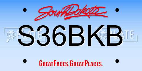 S36BKB South Dakota License Plate