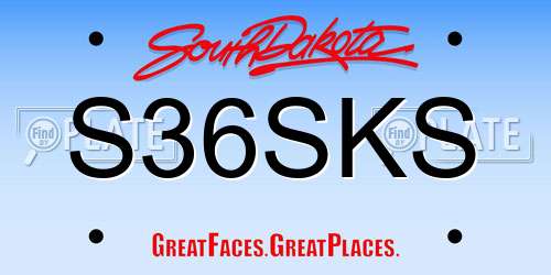 S36SKS South Dakota License Plate
