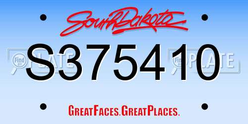 S375410 South Dakota License Plate