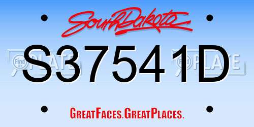 S37541D South Dakota License Plate