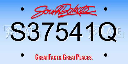 S37541Q South Dakota License Plate