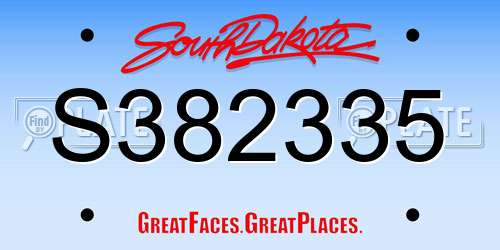 S382335 South Dakota License Plate