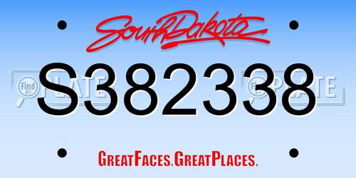 S382338 South Dakota License Plate