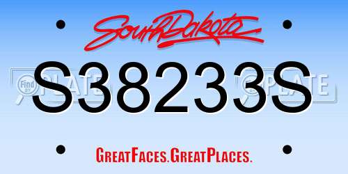 S38233S South Dakota License Plate