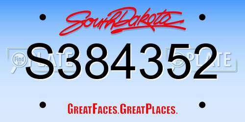 S384352 South Dakota License Plate