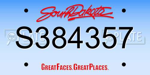 S384357 South Dakota License Plate