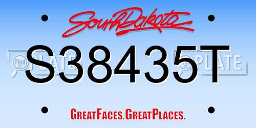 S38435T South Dakota License Plate