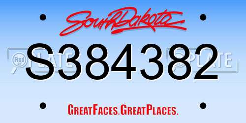 S384382 South Dakota License Plate