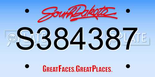 S384387 South Dakota License Plate