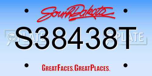 S38438T South Dakota License Plate