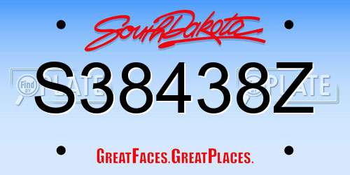 S38438Z South Dakota License Plate