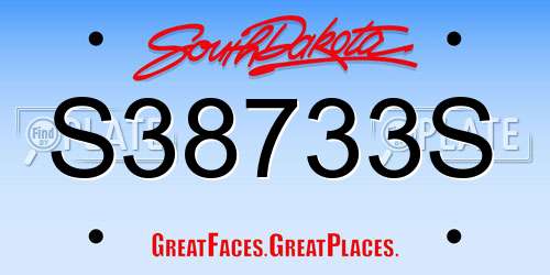 S38733S South Dakota License Plate
