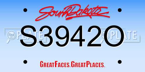 S3942O South Dakota License Plate