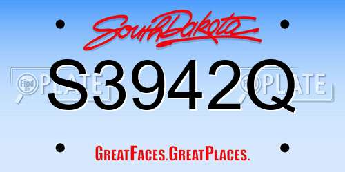 S3942Q South Dakota License Plate