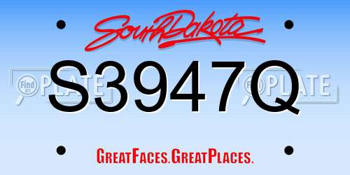 S3947Q South Dakota License Plate